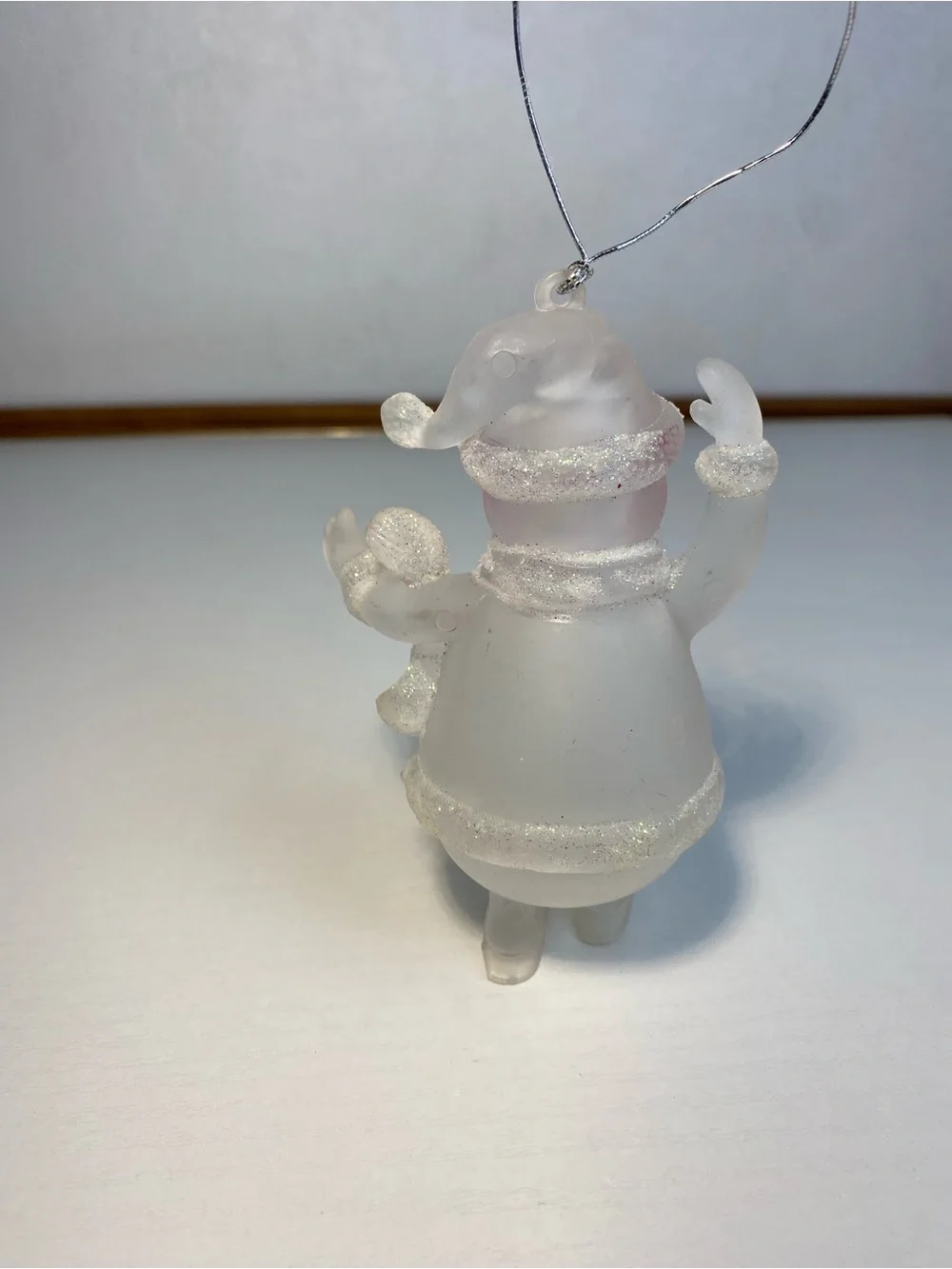 Snow Man Scarf Frosted Glass Figurine Christmas Holiday Iridescent Trims